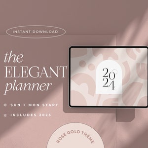 2024 Digital Planner, Goodnotes Notability | iPad & Tablet | That Girl Planner | Pink Modern Horizontal | Dated | The Elegant Planner