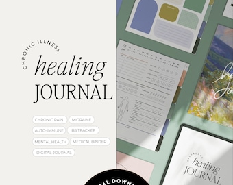Chronic Illness Journal, Medical Binder – Digital Hyperlinked PDF for iPad, Samsung, or Printable – Symptom Tracker for Migraines, IBS