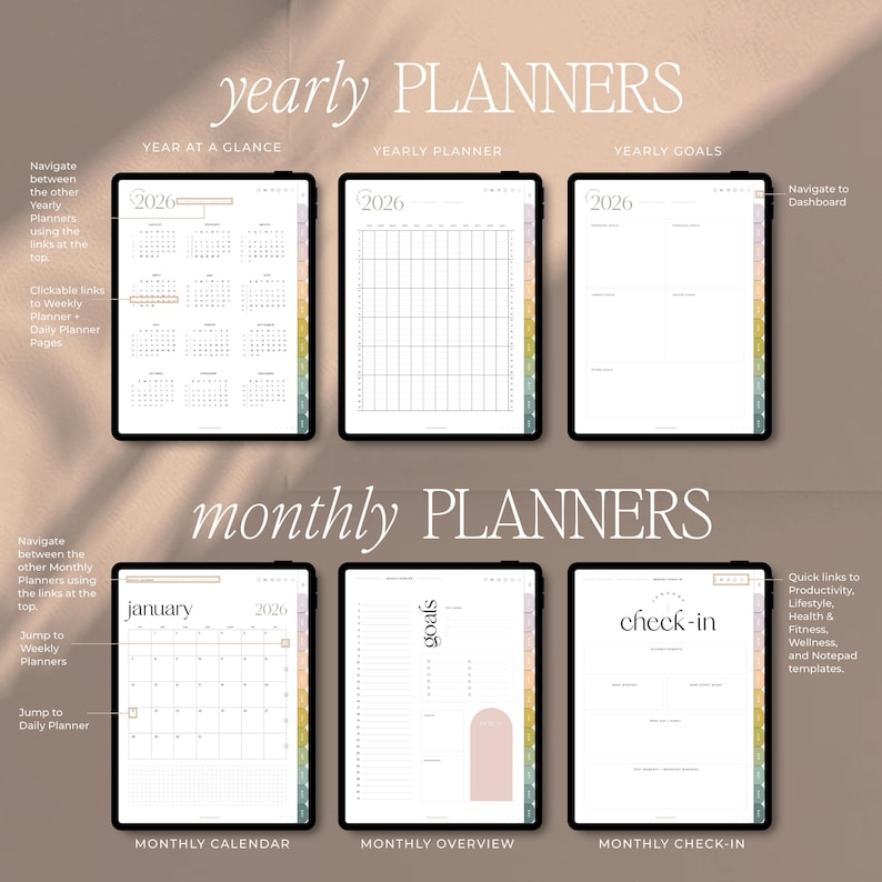 2026 Digital Planner for Goodnotes, Notability, iPad & Tablet | Aesthetic Planner | Minimalist Modern Vertical | Dated image 4