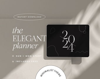 2024 Digital Planner, Minimalist Theme, Dated, Horizontal, Goodnotes, Notability for iPad, Monday Sunday Start, The Elegant Planner