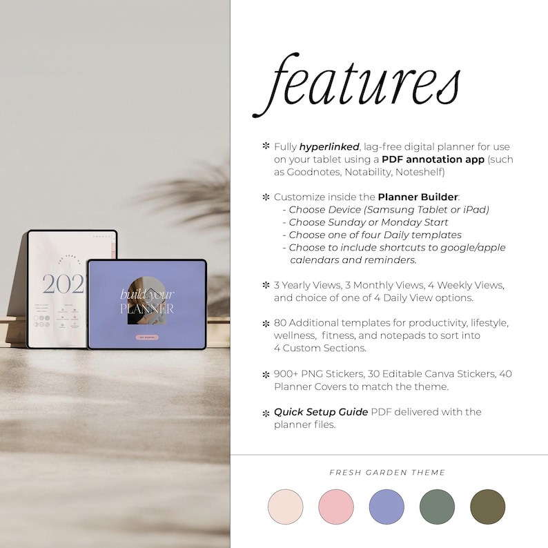 2026 2027 Digital Planner for Goodnotes, Notability, iPad & Tablet | Aesthetic Planner | Minimalist Modern Vertical | Dated image 2