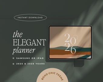 2026 Digital Planner, Boho Theme, All-in-one, Dated, Horizontal, Goodnotes, Notability for iPad & Tablet, Monday Sunday Start