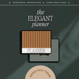 2026 2027 Digital Planner, Boho Chic Theme, Horizontal Layout (iPad/Samsung)