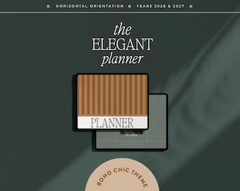 2026 2027 Digital Planner, Boho Chic Theme, Horizontal Layout (iPad/Samsung)