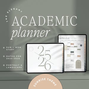 2025 2026 Academic Elegant Planner - Digital, Dated, Horizontal and Vertical | Goodnotes, Notability for iPad & Tablet | Sunrise