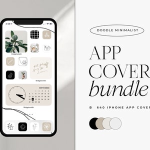 Minimalist Icon Theme Pack for iPhone | IOS 14-15 | App Covers | Black, White, Cream