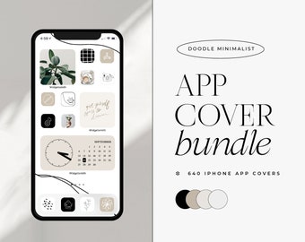 Minimalist Icon Theme Pack for iPhone | IOS 14-15 | App Covers | Black, White, Cream