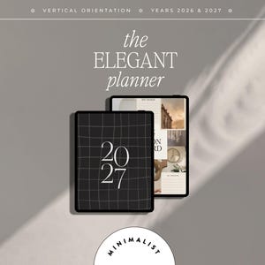 2026 2027 Digital Planner, Minimalist Vertical, iPad/Tablet, ADHD (Digital Download)