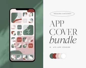 Modern Abstract Christmas App Kit | Hand-Painted Aesthetic | IOS Shortcuts iPhone Boho Icon Theme