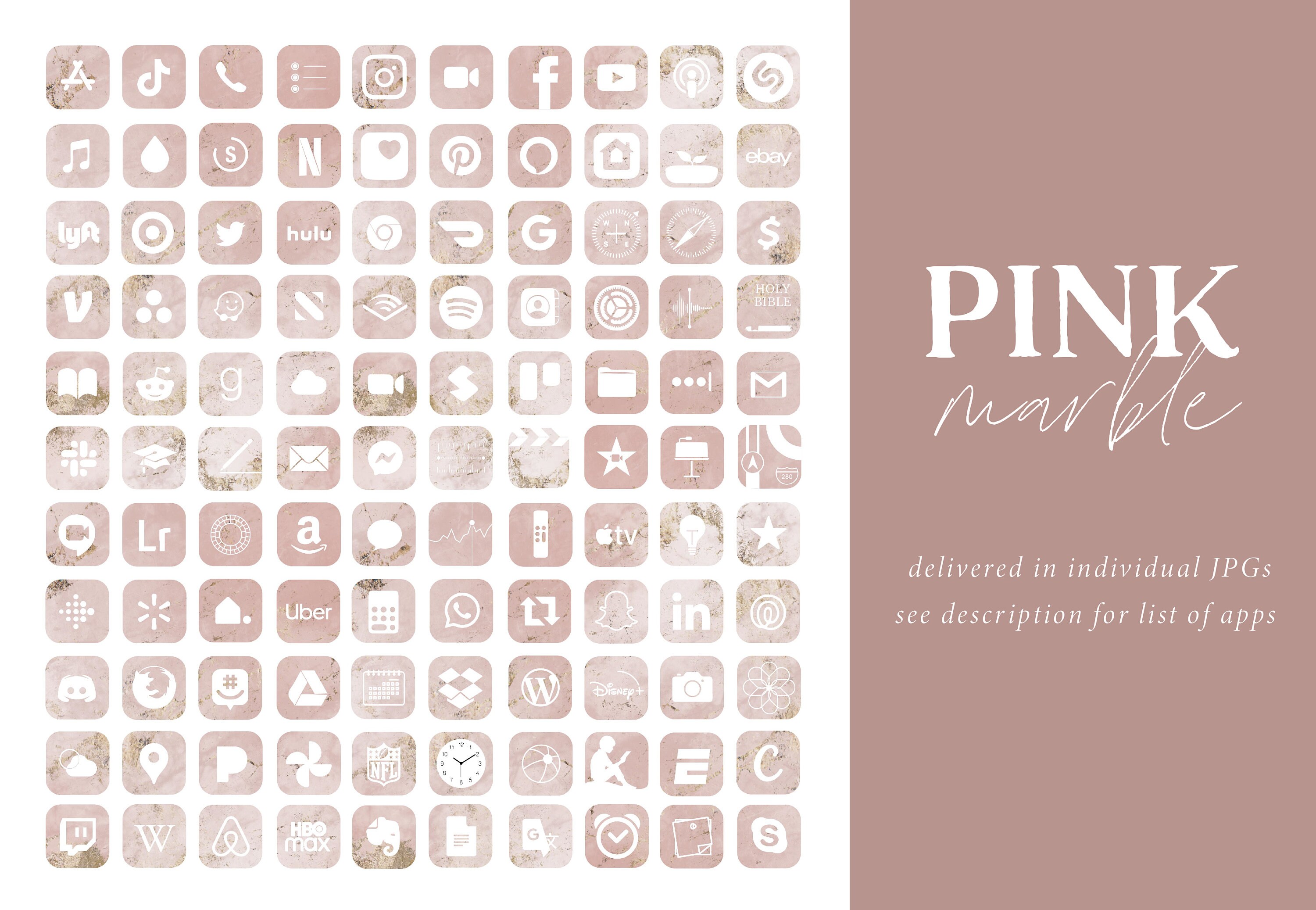 550 Icons MEGA Marble Ios iPhone Apps | Black, White, Grey, Blue, Pink ...