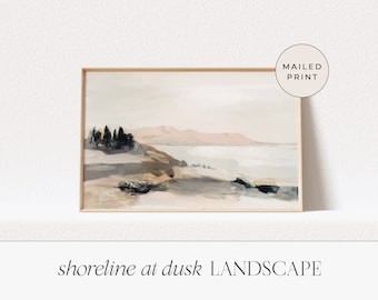 Modern Abstract Landscape Acrylic Painting Fine Art Print or Canvas, Boho Wall Art, &#39;SHORELINE AT DUSK&#39;