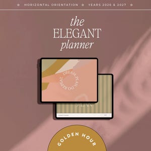 2026 2027 Digital Planner for Goodnotes, Noteshelf, Xodo, Notability | The Elegant Planner, Dated, Horizontal, iPad & Samsung image 1