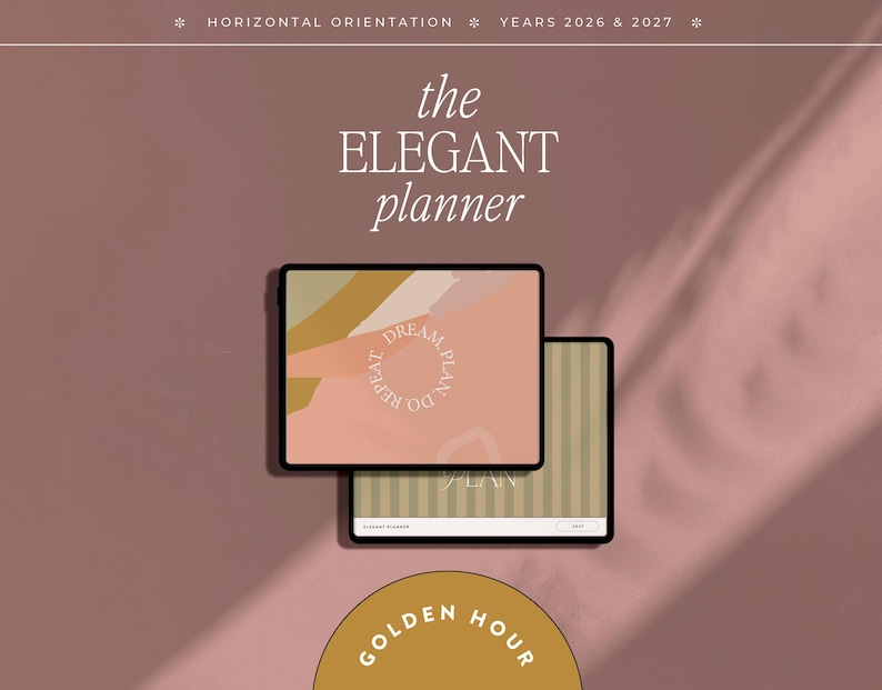 2026 2027 Digital Planner for Goodnotes, Noteshelf, Xodo, Notability | The Elegant Planner, Dated, Horizontal, iPad & Samsung image 1