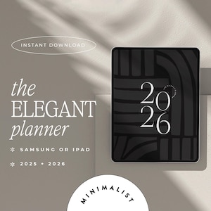 2026 Digital Planner, Goodnotes Notability | iPad & Tablet | ADHD Planner | Minimalist Modern Vertical | Dated | The Elegant Planner