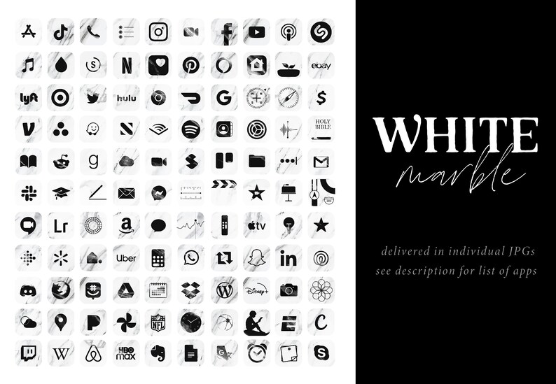 550 Icons MEGA Marble Ios iPhone Apps | Black, White, Grey, Blue, Pink ...