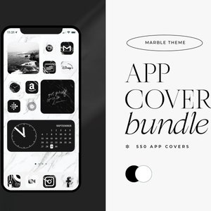 550 iconos MEGA Marble iOS iPhone Apps / Negro, blanco, gris, azul, rosa