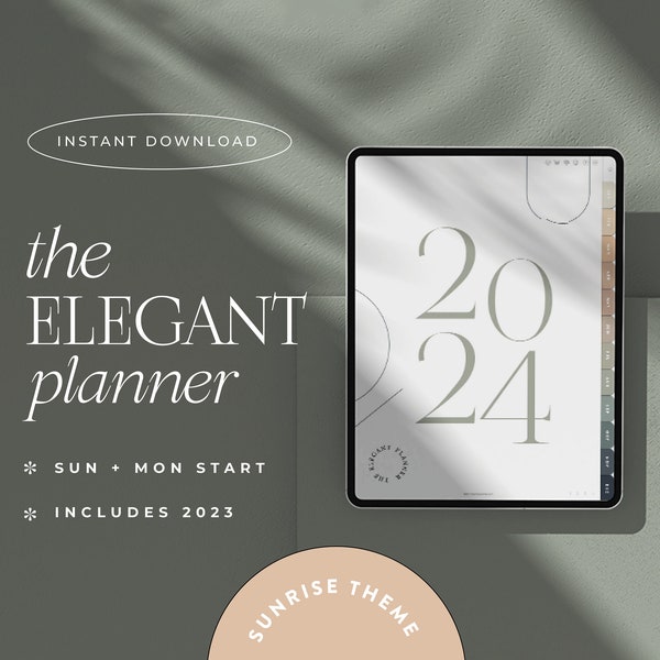 2024 Digital Planner for Goodnotes, Notability, iPad & Tablet | Aesthetic Planner | Minimalist Modern Vertical | Dated | The Elegant Planner