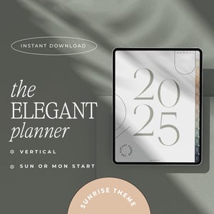 2025 Digital Planner for Goodnotes, Notability, iPad & Tablet | Aesthetic Planner | Minimalist Modern Vertical | Dated | The Elegant Planner