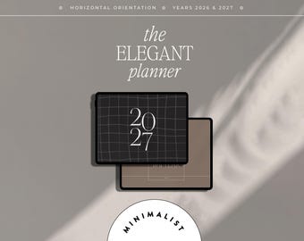 2026 2027 Digital Planner, Minimalist Theme, Dated, Horizontal, Goodnotes, Notability for iPad, Monday Sunday Start, The Elegant Planner