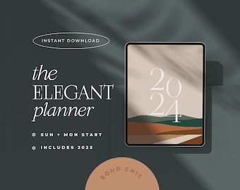 2024 Digital Planner, Goodnotes Notability | iPad & Tablet | That Girl Planner | Minimalist Modern Vertical | Dated | The Elegant Planner