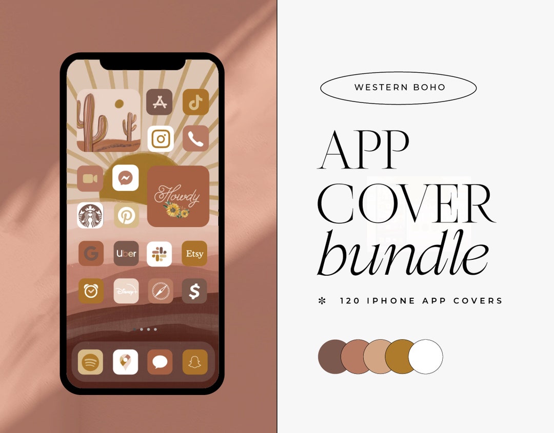 Boho Aesthetic App App Covers Ios 14 Boho Warm IOS14 Expansion App