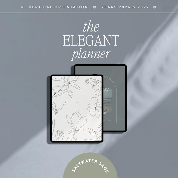 2026 2027 Digital Planner for iPad, Samsung, Goodnotes, Notability (Vertical)