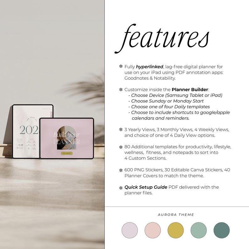 2026 Digital Planner for Goodnotes, Notability, iPad & Tablet | Aesthetic Planner | Minimalist Modern Vertical | Dated image 2