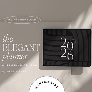 2026 Digital Planner, Minimalist Theme, Dated, Horizontal, Goodnotes, Notability for iPad, Monday Sunday Start, The Elegant Planner