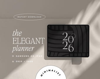 2026 Digital Planner, Minimalist Theme, Dated, Horizontal, Goodnotes, Notability for iPad, Monday Sunday Start, The Elegant Planner