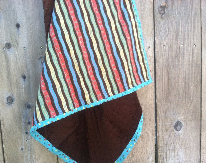 Baby boy blanket - Boy's striped minky blanket - Modern baby boy blanket - Brown minky blanket - Soft and cuddly blanket-shower gift