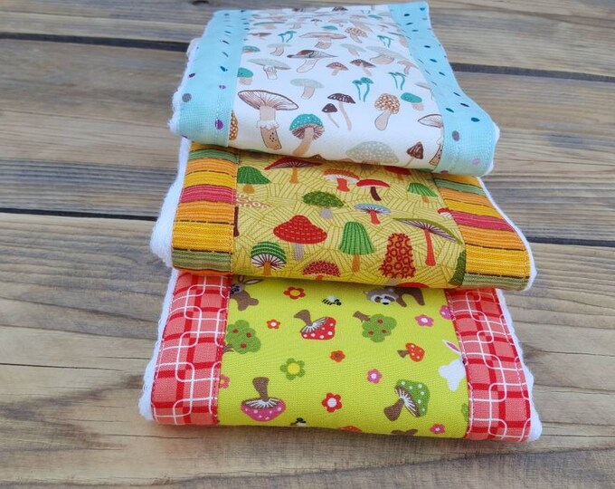 Mushroom Burp Clothesset of Three Burp Clothunisex Burp Etsy