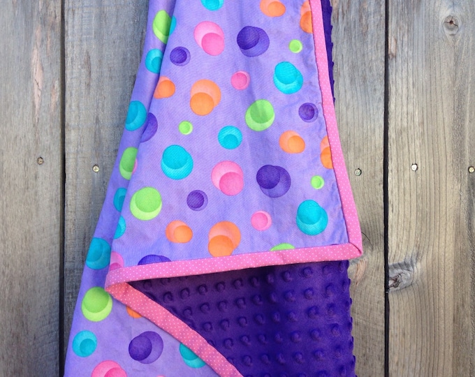 ON SALE Modern baby blanket - Baby girl blanket - Purple and pink baby blanket - Purple minky baby blanket