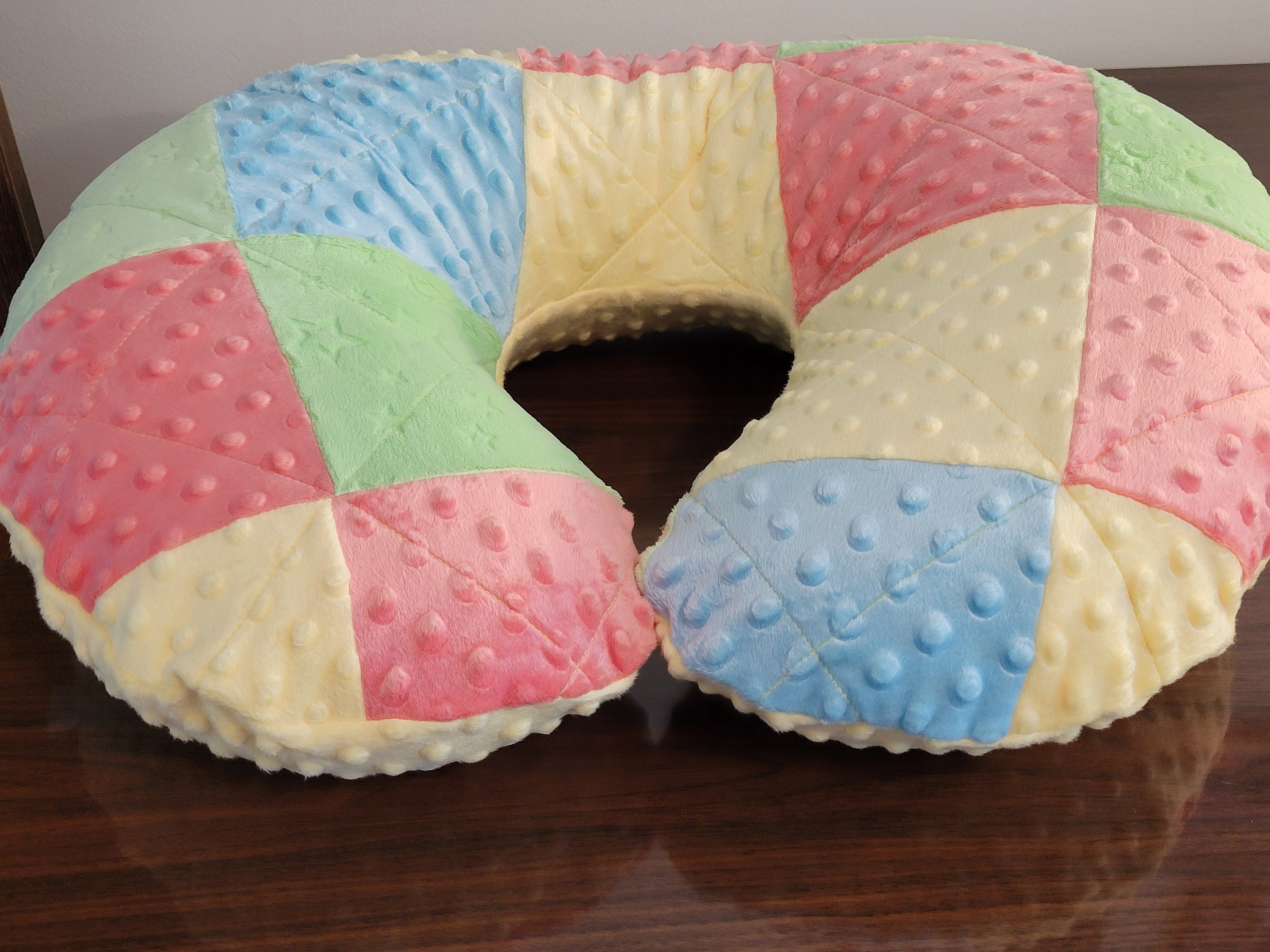 reversible nursing pillow cover cotton minky fabric design with contrast lining