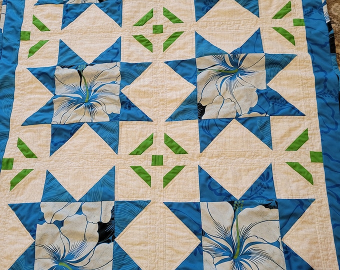 Hawaiian baby quilt-minky baby quilt-white dimple dot minky-newborn baby quilt-hibiscus flowers-ready to ship-free shipping in USA