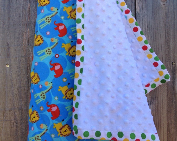 Modern baby blanket - Jungle animals baby blanket - Baby boy blanket - Minky baby blanket - Blue baby blanket
