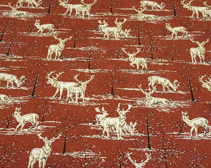 Woodland baby blanket-minky baby blanket-deer,elk on a rust background-soft ivory minky-unique baby gift-newborn Baby Blanket-ready to ship