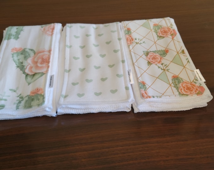 Cactus burp cloth-Gerber diaper burp cloth-newborn burp cloth-flannel burp cloth-diaper burp cloth-shower gift-cactus and hearts-burp cloth