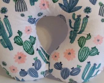 Cactus Minky Nursing Pillow Cover, Unisex Baby Shower Gift
