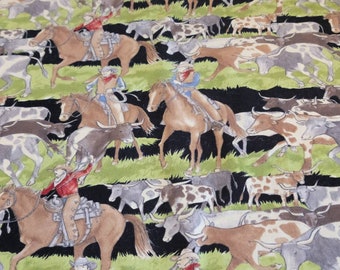 Cowboy Baby Blanket: Longhorn Cattle, Minky Back