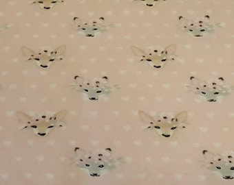 Deer Baby Blanket: Embossed Heart Minky, Pink Flannel