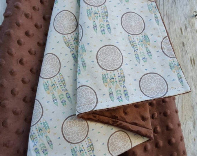To catch a dream-dream catcher baby boy blanket-shower gift-modern baby blanket-cotton baby blanket-minky baby boy blanket-infant nursery
