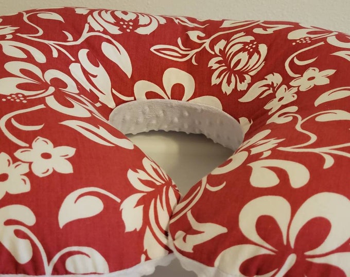 Hawaiian pillow cover-nursing pillow cover-cotton pillow cover-white dimple dot minky-Hawaiian flowers-ready to ship-newborn pillow cover