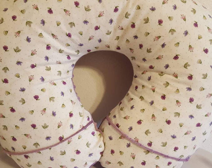 Cotton nursing pillow cover-minky pillow cover-flower pillow cover-shower gift-Ready to ship-lavender mist dimple dot minky-unique baby gift