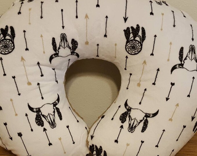 Minky nursing pillow cover-camel dimple dot minky-minky cuddle wild spirit black and sand-unisex pillow cover-shower gift-Ready to ship