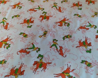 Cowboy Baby Blanket: Story Book Ranch Cotton & Red Minky