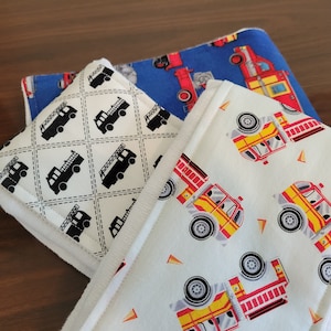 burb cloth-fire truck burp cloth-set of three burp cloth-cotton burp cloth-ready to ship-Gerber diaper-newborn burp cloth-diaper burp cloth image 1