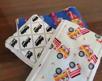 burb cloth-fire truck burp cloth-set of three burp cloth-cotton burp cloth-ready to ship-Gerber diaper-newborn burp cloth-diaper burp cloth