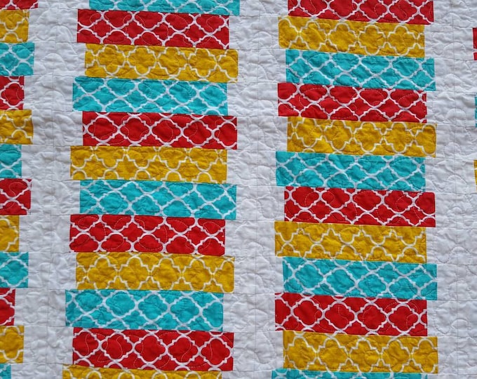 Modern baby quilt - gender neutral baby quilt - patchwork baby quilt - minky baby quilt