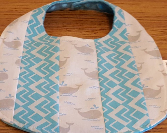 Baby boy bib-whale bib-cotton fabric bib-blue dimple dot minky-unique baby gift-hand made-ocean theme baby bib-shower gift-Ready to ship