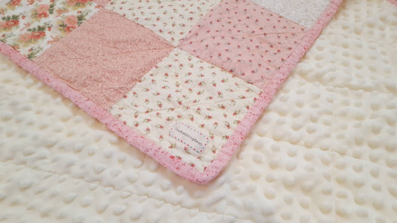 Minky baby quiltbaby girl quiltflannle baby quiltfree shipping in